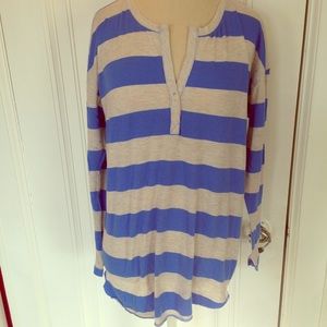 C&C California Blue and Gray Striped Long Rugby